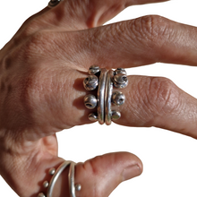 Load image into Gallery viewer, Crescent Moon Dotty Ring Double stack - Made to Order