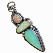 Load image into Gallery viewer, Pipe Opal, Mintabie Opal and Jade Pendant