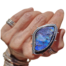 Load image into Gallery viewer, Handmade statement sterling silver australian boulder opal ring or pendant