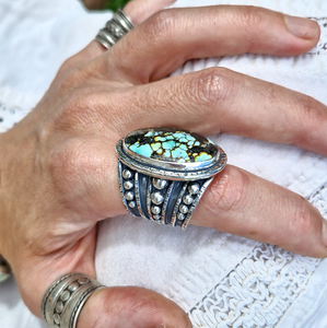 Turquoise Rustic Borders Ring