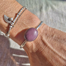 Load image into Gallery viewer, Numi Olive 925 Silver Purple Jade Stamped Cuff