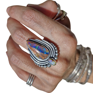 Pipe and Boulder Opal Ring or Pendant