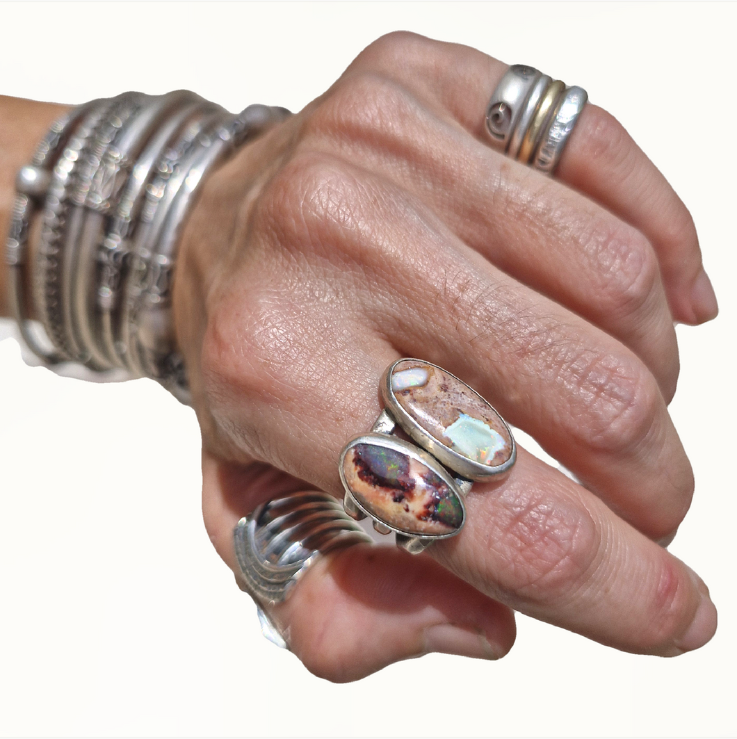 Mexican Opal Triple Band Ring
