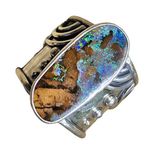 Load image into Gallery viewer, Rainbows Boulder Opal Ring