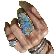 Load image into Gallery viewer, Tears of Sadness Tears of Joy Boulder Opal Ring
