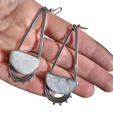Load image into Gallery viewer, White Buffalo and White Howlite 925 Silver Earrings
