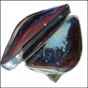 Double Boulder Opal Ring