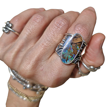 Load image into Gallery viewer, Rainbows Boulder Opal Ring