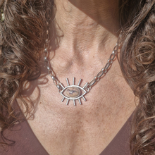 Load image into Gallery viewer, Mexican Opal Eye on Vintage 925 Silver Chain Necklace