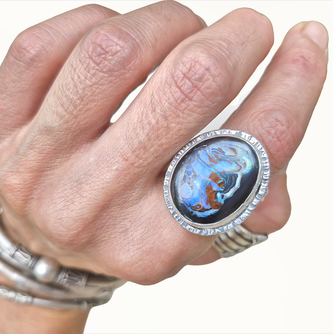 Boulder Opal Dotty Borders Ring