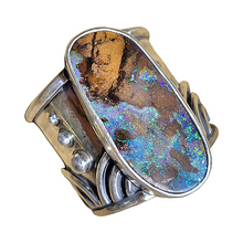 Load image into Gallery viewer, Rainbows Boulder Opal Ring