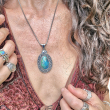 Load image into Gallery viewer, Campitos Turquoise and Lightning Ridge Opal Serpent Pendant