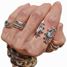 Load image into Gallery viewer, Double Mintabie Opal Spirals and Moons Ring
