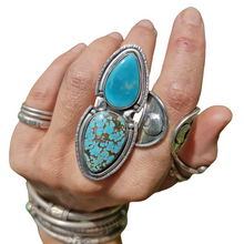 Load image into Gallery viewer, Turquoise Crescent Moons Ring or Pendant
