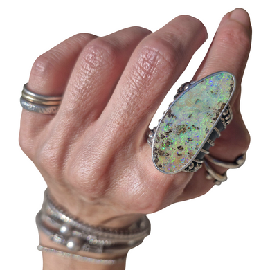 Boulder Opal Rustic Borders Ring