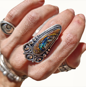 All Seeing Boulder Opal Ring or Pendant