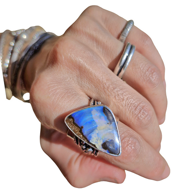 Waves of Life Boulder Opal Ring