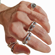 Load image into Gallery viewer, Crescent Moon Dotty Ring Double stack - Made to Order