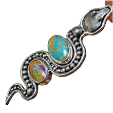 Load image into Gallery viewer, Kingman Turquoise and Boulder Opal Serpent Pendant