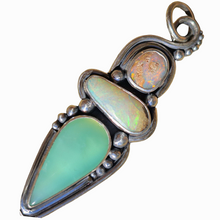 Load image into Gallery viewer, Pipe Opal, Mintabie Opal and Jade Pendant