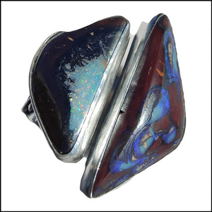 Double Boulder Opal Ring