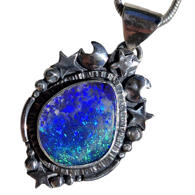 Star Moon Magic Boulder Opal Pendant
