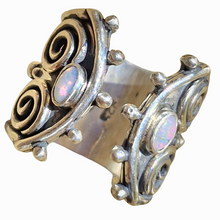 Load image into Gallery viewer, Double Mintabie Opal Spirals and Moons Ring