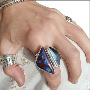 Double Boulder Opal Ring