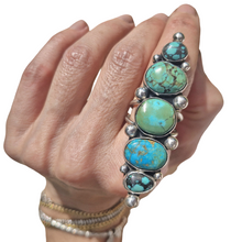 Load image into Gallery viewer, 5 Turquoise Dots 925 Silver Ring