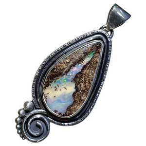 Spiral Boulder Opal Pendant