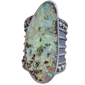 Boulder Opal Rustic Borders Ring