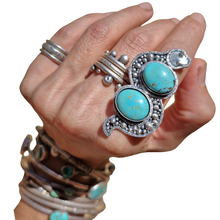 Load image into Gallery viewer, Handmade custom kingman turquoise snake ring pendant