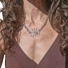 Load image into Gallery viewer, Mexican Opal Eye on Vintage 925 Silver Chain Necklace