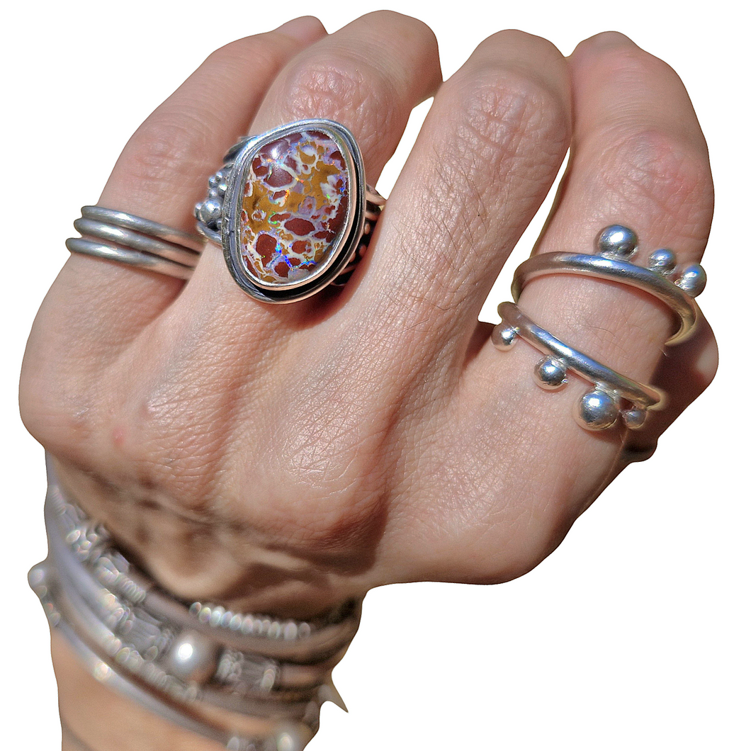 Waves of Life Boulder Opal Ring