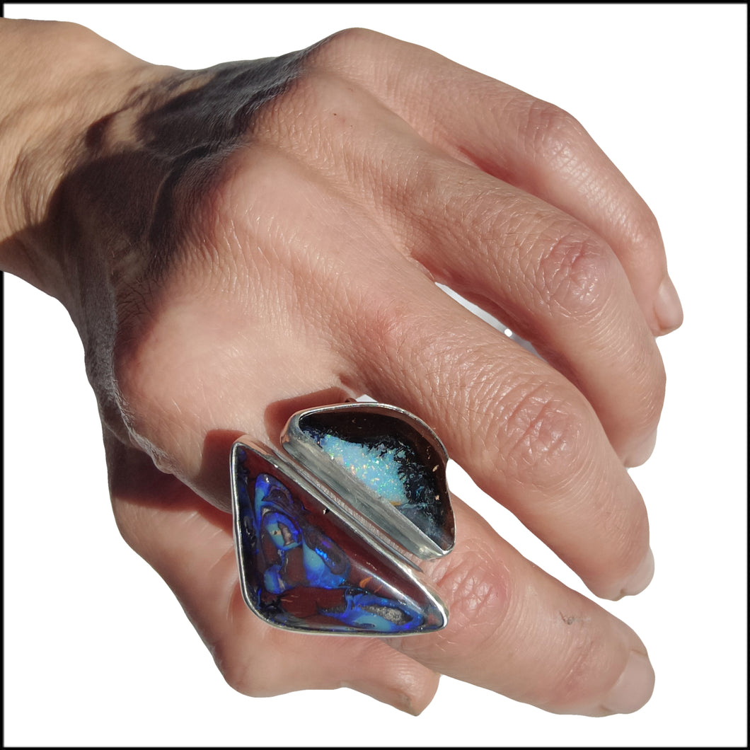 Double Boulder Opal Ring