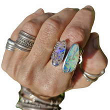 Load image into Gallery viewer, Double Boulder Opal Earth Lines Ring