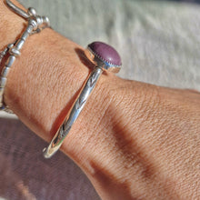 Load image into Gallery viewer, Numi Olive 925 Silver Purple Jade Stamped Cuff